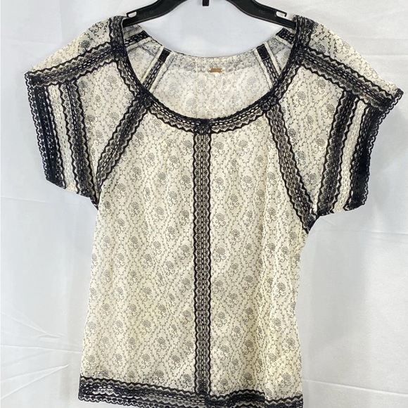 Free People Tops - Free People Lace Blouse - Black and Cream